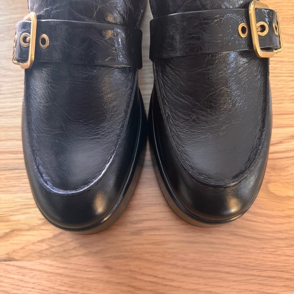 Dolce Vita Black Loafers with Gold Buckle - Picture 5 of 12